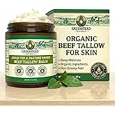 Greenstead Naturals Organic Beef Tallow for Skin – Whipped Tallow Balm for Skin Face and Body with Jojoba Oil and Cocoa Butter – Unscented and Herb-Infused – Large Size 2.5fl Oz Net Wt