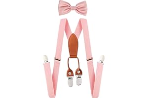 ZURLEFY Baby Adjustable Suspenders and Bow Tie Set for Boys, Bowtie and Elastic Suspenders with 4 Strong Metal Clips