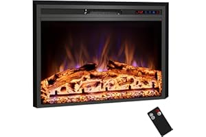 Kentsky Electric Fireplace, 33" Electric Fireplace Inserts, Recessed Fireplace Heater with Remote Control, Adjustable Flame Colors, Timer&Overheating Protection, 750/1500W