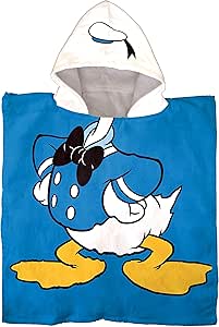 Disney Donald Duck Kids Bath/Pool/Beach Hooded Poncho - Super Soft &amp; Absorbent Cotton Towel, Measures 22 x 22 Inches (Official Disney Product)
