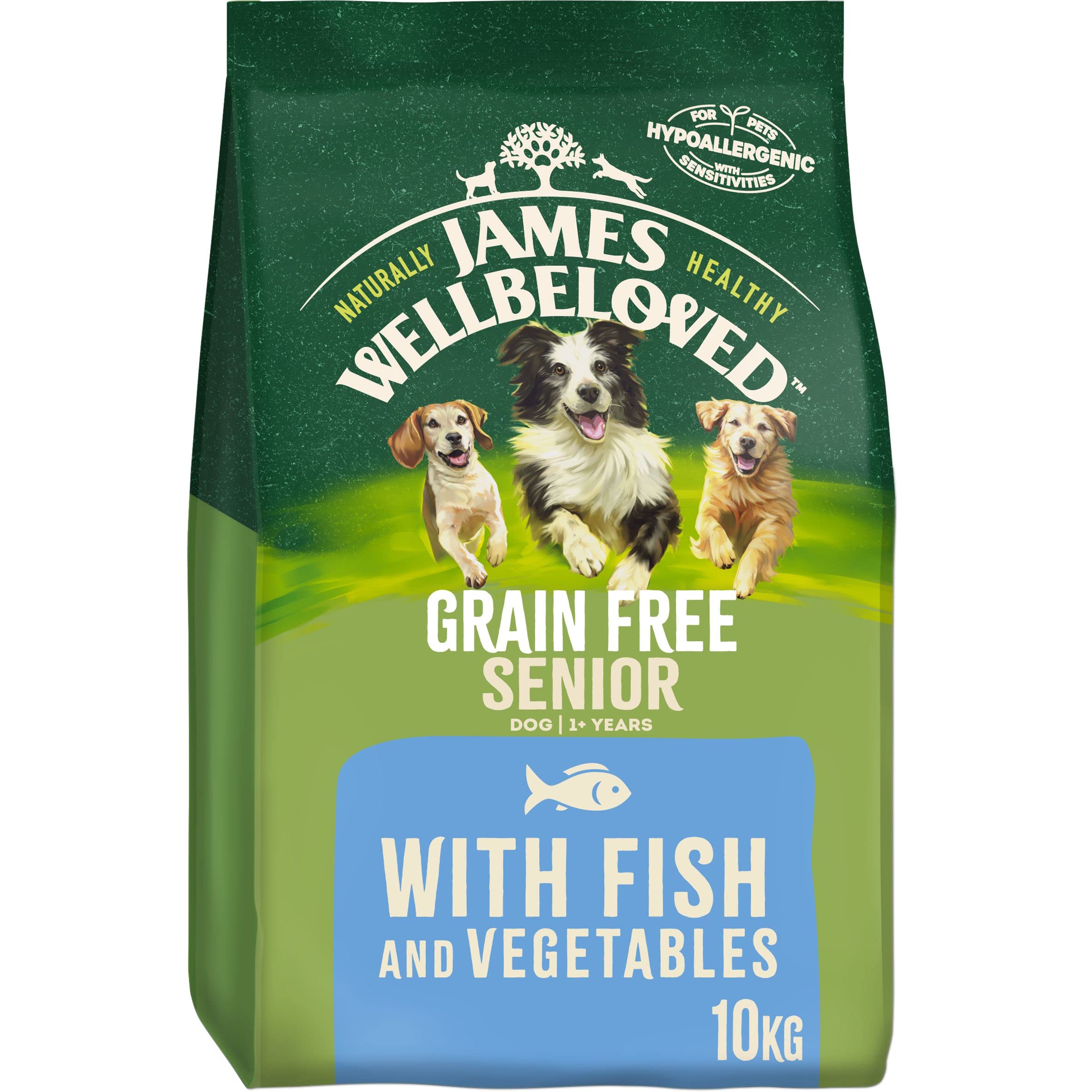 James Wellbeloved Grain Free Senior Fish and Vegetables 10 kg Bag, Hypoallergenic Dry Dog Food