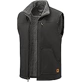 Cotrasen Men's Vest Cotton Work Vest Sherpa Lined Casual Outerwear Fleece Warm Sleeveless Jackets