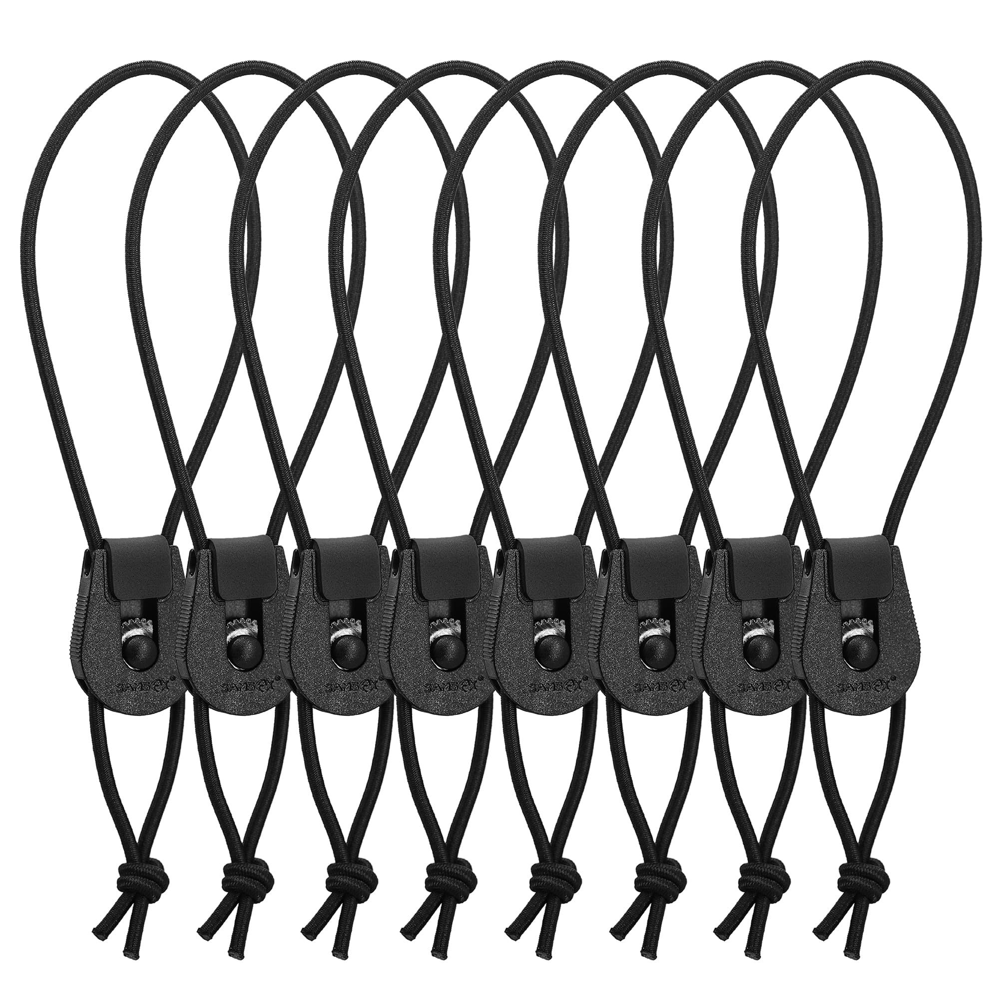 SAMSFX Fishing Quick Rod Ties Leash for Pole Holders Organizer Bunngee Cord Straps (20cm / 7.8in, Black)