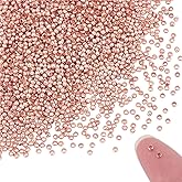 UNICRAFTALE 2000Pcs Rose Gold Round Crimp Beads, 2mm Tiny, Brass, Loose Beads for DIY Necklace Jewellery Making