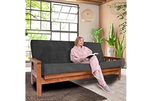 Foamma Memory Foam Futon Mattress, Double-Sided Foldout Couch Futon Mattress - Full Size (Charcoal) - Comfortable and Heavy Duty Sofa Bed, Thick Corded Cushion for All (Frame NOT Included)