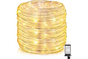 XMASBOKEH 100FT 300 LED Rope Lights for Outside, Connectable Rope Lights Outdoor Waterproof with 8 Modes, Plug in Christmas String Lights for Deck, Garden, Fence, Backyard, Pool, Patio, Tree Decor - Warm White