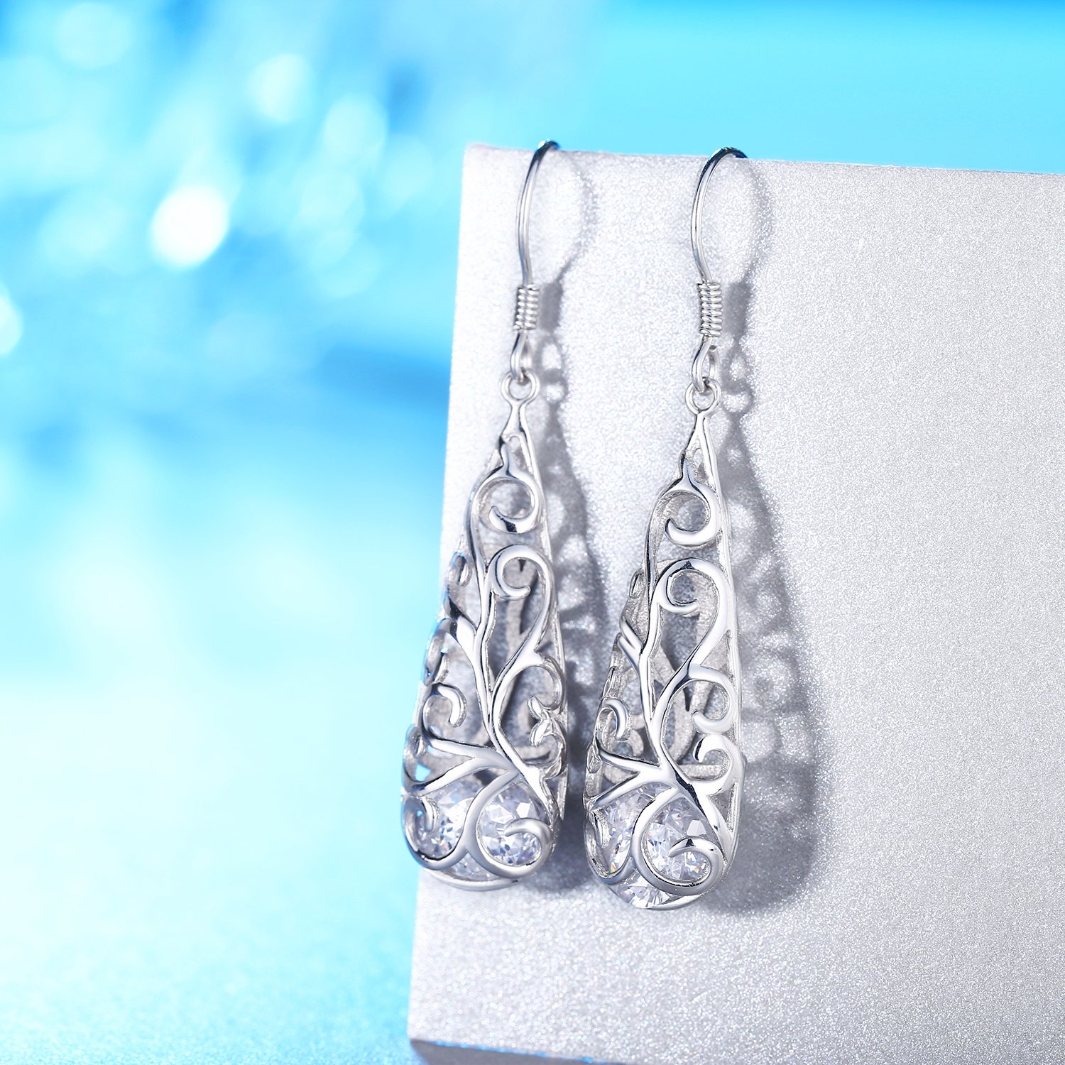 Ohrringe Damen,J.Rosée 925er Sterling Silber, 5A Zirkonia Schmuck Ohrhänger exquisite Geschenk-Box für Frauen Mädchen Freundin Mutter Tochter