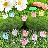 JOLCEEY 100pcs Mini Ducks Glitter Resin Tiny Ducks 10 Colors Aquarium Dollhouse view 3
