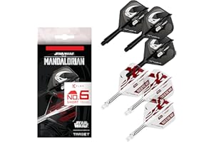 Target Darts Star Wars Mandalorian K Flex Integrated Dart Flights & Shafts | Character Inspired Pack of 6 K-Flex, No.2 & No.6