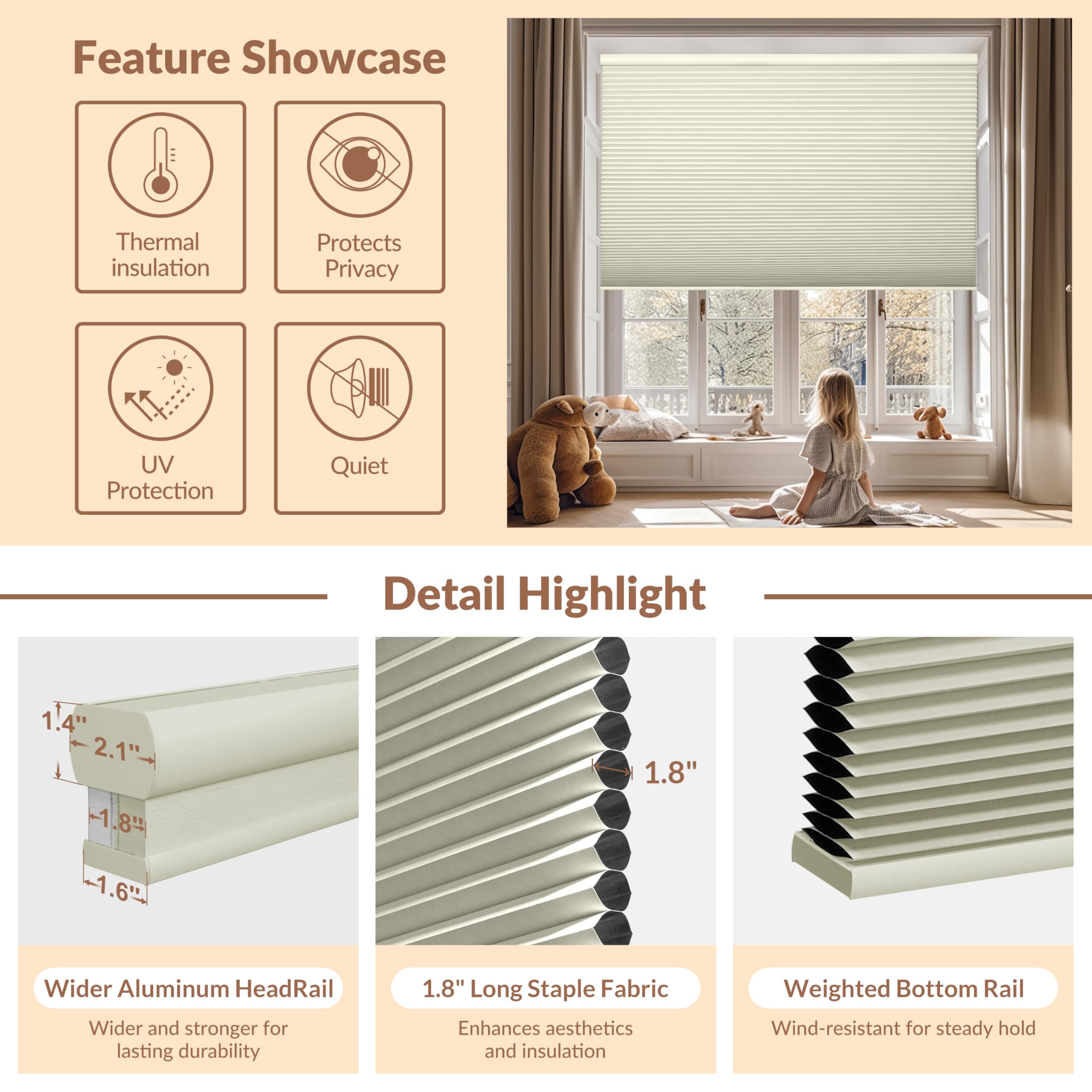 Boolegon Blackout Cellular Shades Cordless Pull