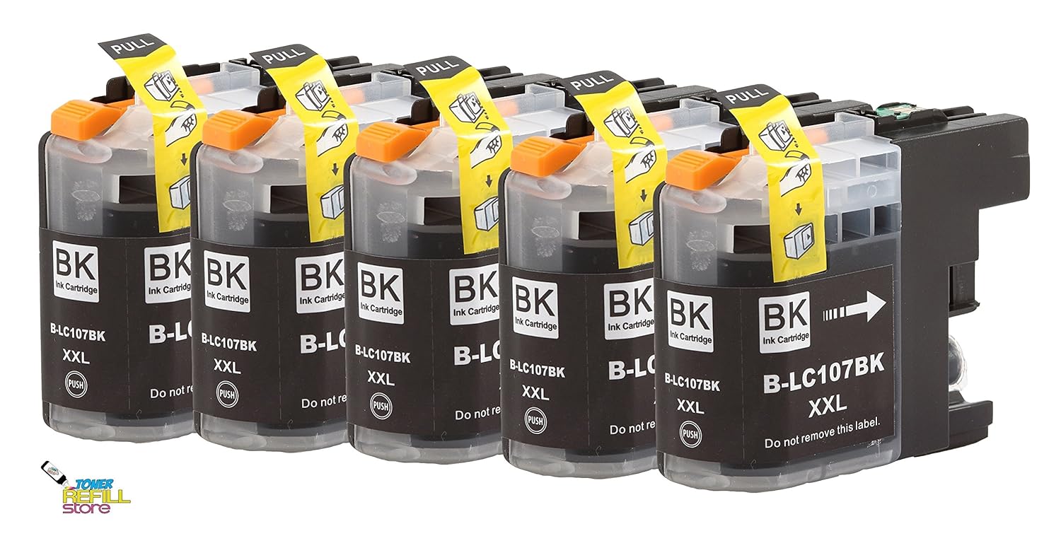 5 Pack Toner Refill Store Compatible Brother LC107BK