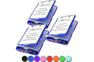 Think2Master [3 Pack] Blue Plastic Storage Clipboard with Pencil Holder. | 25% Heavier & 25% Sturdier| Heavy Duty. Nursing, Teacher & Classroom Must Have.