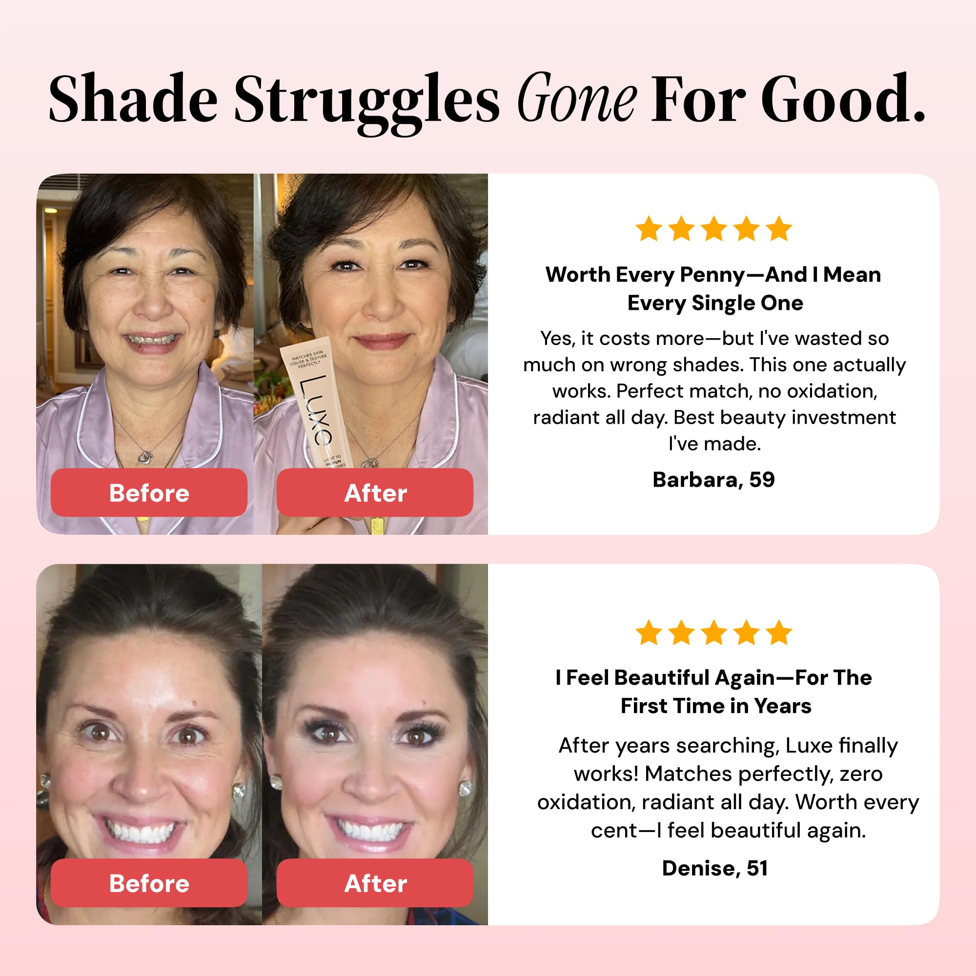 Luxe Cosmetics Luxe Color Changing Foundation for Women – Instantly Adapts to Your Skin Tone – Buildable Light-to-Medium Coverage – 12-Hour Wear – Natural Dewy Finish