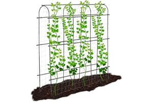 Lalahoni Garden Cucumber Trellis Large 6ft Tall Metal Trellis for Climbing Plants Support Vegetable Peas Fruit Vine Outdoor A-Frame, Nylon Garden Netting Included, Lightweight, Black