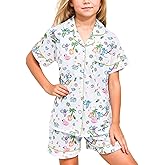 HMPEAIIY Cute Monkey Pajamas Set for Girls, Kids Summer Button Down Matching Y2k Loungewear PJs Christmas Thanksgiving Gift