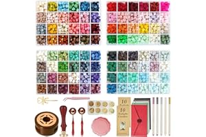 Kit de cachet de cire de 96 couleurs, 2 400 perles à cacheter, kit de cachet de cire tout-en-un avec tampons à cacheter, réch