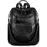 UTO Women Backpack Purse 3 ways PU Washed Leather Ladies Rucksack Shoulder Bag New Blue