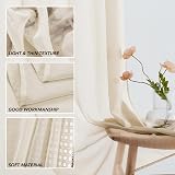 Deconovo Solid Eyelet Semi Transparent Voile Curtains Beige 2 Panels 140x260 cm view 8