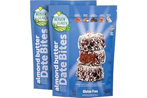 Heaven & Earth Gluten Free Chocolate Covered Almond Butter Date Bite Truffles with Coconut Flakes 5.25oz (2 Pack) Dairy Free, All Natural, Individually Wrapped Date Snacks, Kosher for Passover and year round