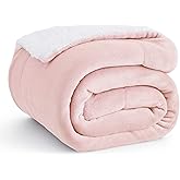 Bedsure GentleSoft Sherpa Fleece Twin Size Blanket for Couch, Non-Heated, Thick and Warm Throw for Women and Girls, Soft Fuzzy Plush Blanket for Winter, Room Home Decor, Pink, 60x80 Inches