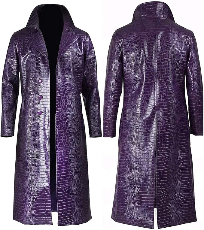 Men's Joker Purple Coat Jared Leto Cosplay Long Trench Coat (XL) at