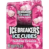 ICE BREAKERS Ice Cubes Bubble Breeze Sugar-Free Gum Bottles, 6 ct | Bubble Breeze Sugar-Free Gum Cubes with Cooling Crystals, ADA Accepted, Bottles for Car, Desk and Fresh Breath, 6 ct
