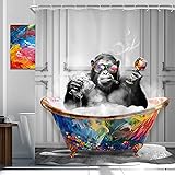 Newsely Funny Monkey Shower Curtain 60Wx72H Inch