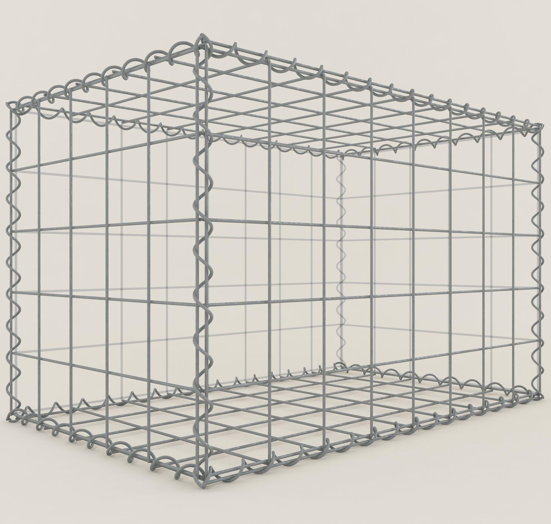 GABIONA Stone basket gabion square, mesh size 10 x 10 cm, depth 50 cm, spiral closure, galvanised (80 x 50 x 50 cm)