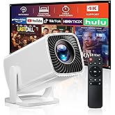 Mini Projector, Portable Projector 4K & Full HD 1080P Support, 270° Rotation Outdoor Projector, Movie Projector Compatible with Smartphone, TV Stick, Laptop, PS4, HDMI, USB (No WiFi or Bluetooth)