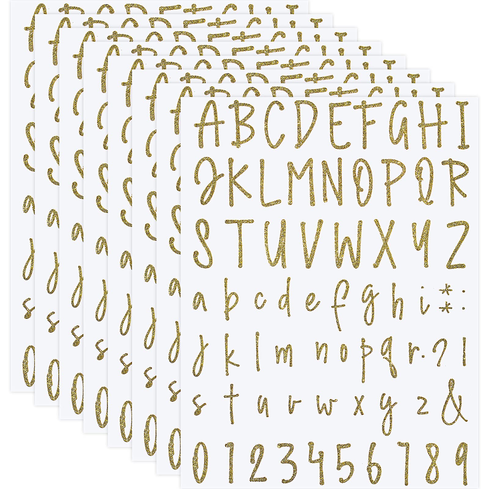 Photo 1 of 552 Pieces 8 Sheets Letter Stickers Self Adhesive Vinyl Alphabet Number Stickers Waterproof Mailbox Number Label Decals for DIY Crafts Window Door Car Sign Scrapbook Classroom Decor(1 Inch,Gold)