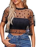 Avidlove Women Mesh Crop Top Short Sleeve See