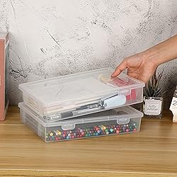 BTSKY Clear Plastic Storage Box with Flap
