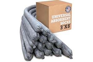MIN-TECH ENVIRONMENTAL Intermountain Absorbents Universal Absorbent Socks - Water Absorbent Socks for Spills, Oil Absorbents, Absorbs 32 oz per Foot / 1 Gallon of Water, Hydrocarbons & Oil Spill Sock - 3" x 8' (15 Pack)