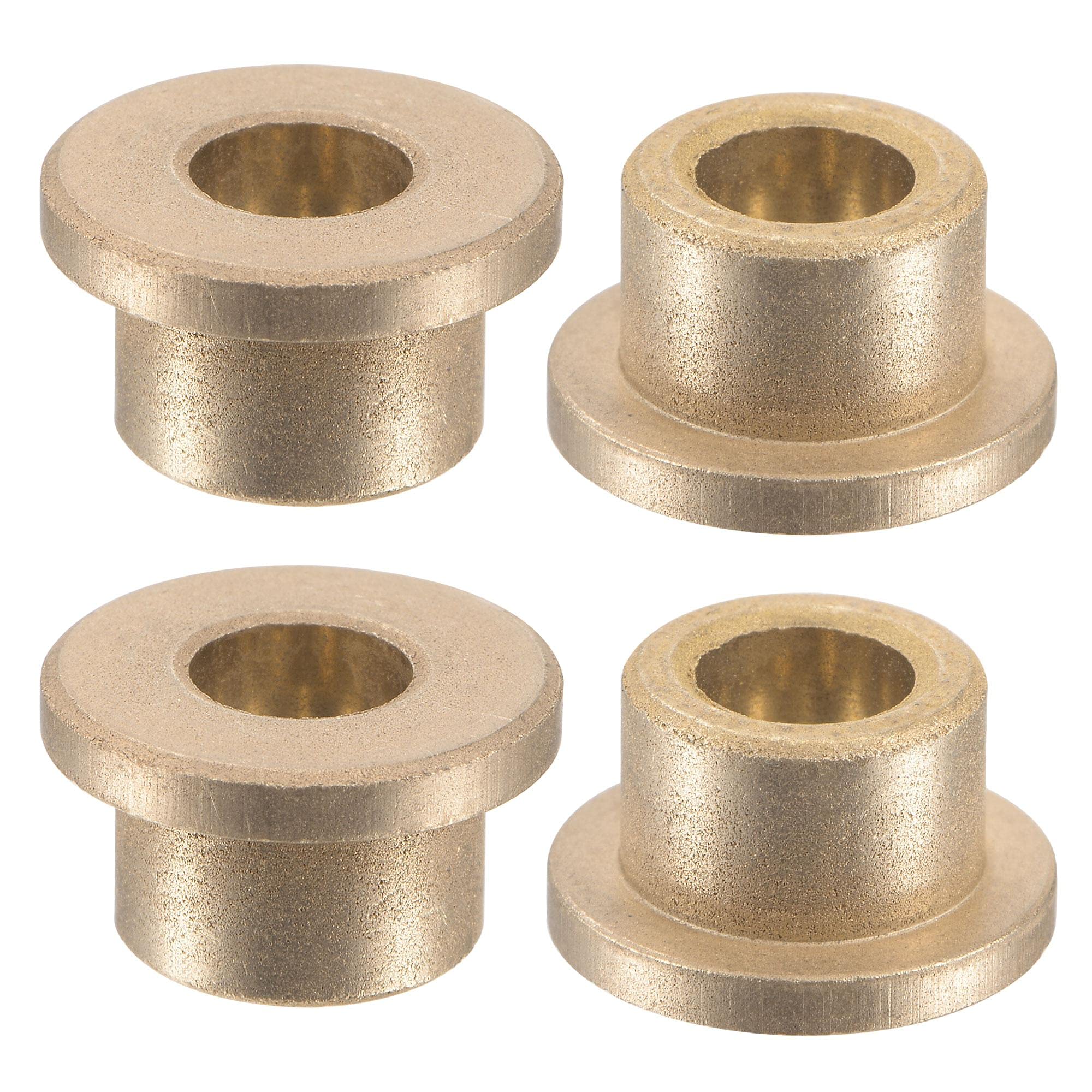 sourcing map Flange Sleeve Bearings 6mm Bore 10mm OD 8mm Length 14mm Flange Dia 2mm Flange Thickness Sintered Bronze Self-Lubricating Bushing 4pcs