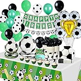 NAIWOXI Soccer Party Decorations Tableware - Soccer Banners, Soccer Balloons, Paper Plates, Napkins, Cups, Disposable Tableware,Soccer Themed Birthday Decorations | 24 Guests