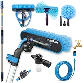 IGADPole 17 FT Water-Fed Washing Kit with Soap-Dispenser, Brush, 10&Prime; Squeegee &amp; Cobweb Duster for Windows, Gutters, Solar Panels &amp; Exterior Walls