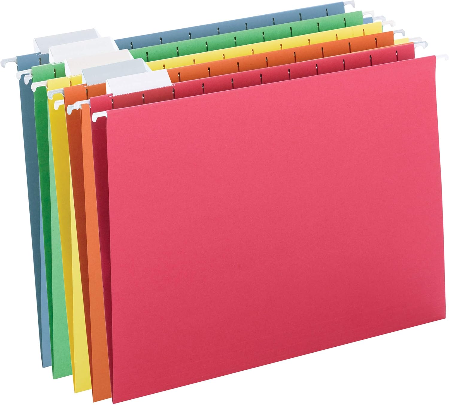 Smead Colored Hanging File Folder with Tab, 1/5-Cut Adjustable Tab, Letter Size, Assorted Primary Colors, 25 Per Box (64059) : Office Products