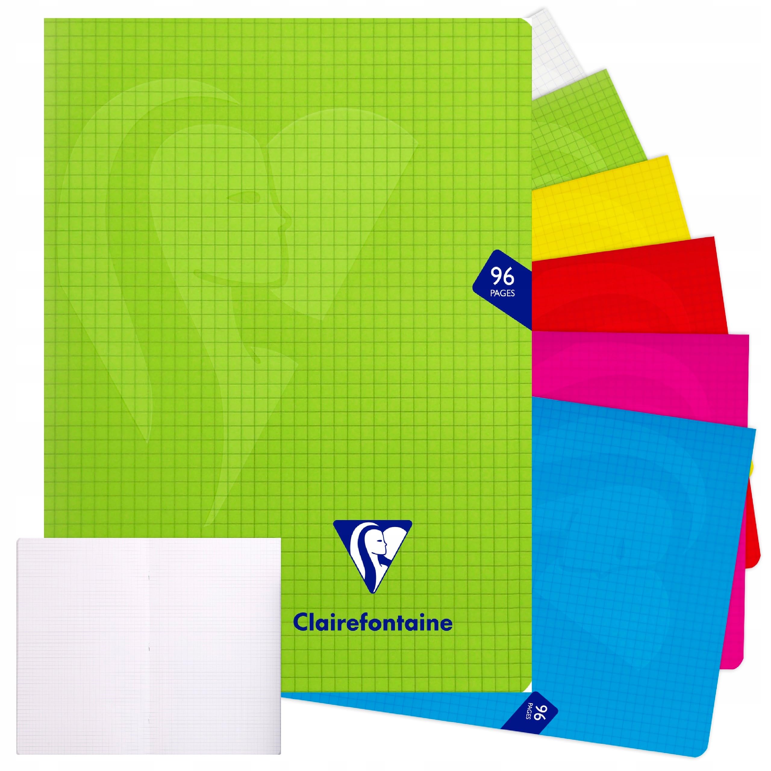 Clairefontaine 303742C - One Mimesys Stapled Notebook - Dimensions: 17x22 cm - 96 Small Squares Pages - White Paper 90 g - Random Colour Polypro Cover