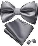 Barry.Wang Grey Bow Ties for Men Pre-tied Bow Tie