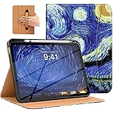 MoKo for iPad A16 Case 11-inch, iPad 11th/10th Generation Case (2025/2022) with Pencil Holder & Pocket, Premium Leather Folio Stand Cover, Multiple Viewing Angles, Starry Night
