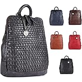 VILENCA HOLLAND 12.5 Inch Genuine Leather Backpack for Women and Men, Grey Leather Backpack with Adjustable Shoulder Strap