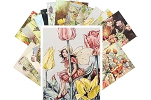 PIXILUV Vintage PostCards 24 pcs Flower Fairy Vintage Book Illustrations