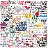 50Pcs Bitter Words Stickers Mean Words Waterproof Vinyl Decals for Adult Teen Kids Cup Water Bottles Laptop Luggage Computer Mobile Phone Guitar Skateboard Decoration