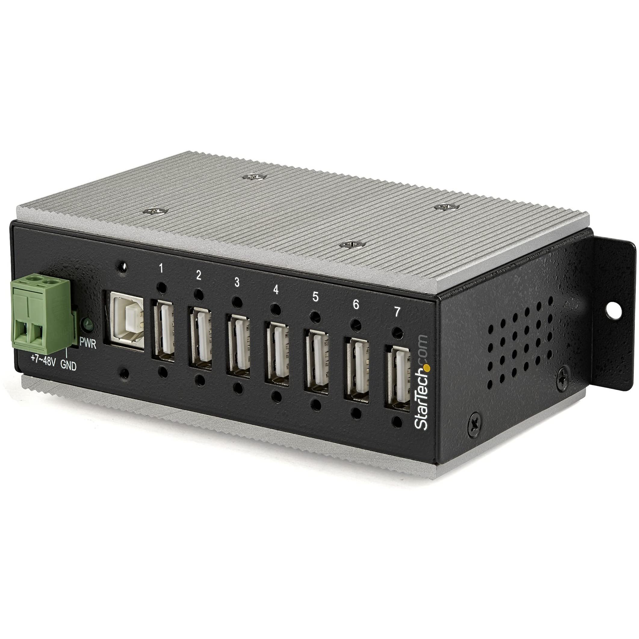 StarTech.com 7-Port Industrial USB 2.0 Hub with ESD Protection & 350W Surge Protection - Wall Mountable (HB20A7AME)