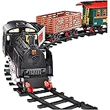 Amazon Basics Remote Control Steam Engine Hobby Train Set with Tender and Gondola and Caboose Smoking, working light and real