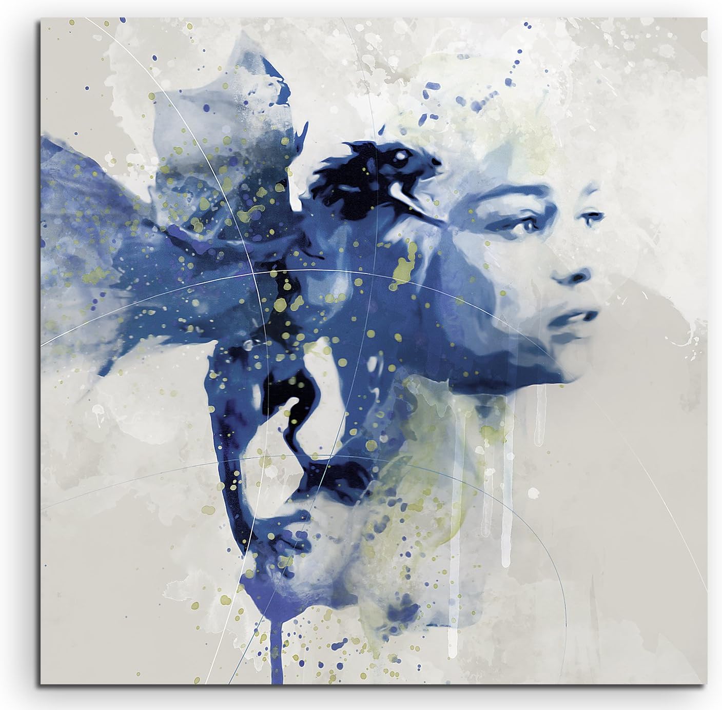 Paul Sinus Art Game of Thrones Khaleesi I Aqua Splash Art, 60 x 60 cm, Canvas Wall Art Painting, Art Painting, Watercolour Fine Art Print