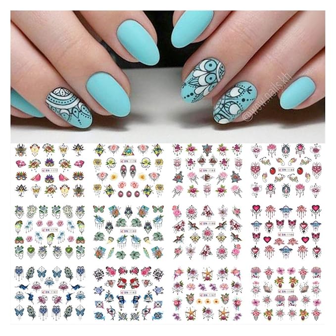 Nail Sticker 12 design nail sticker kit geometric mixed