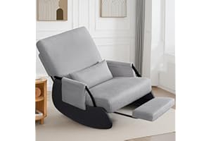 FelixKing Rocking Chair Nursery, Low-Seat Glider Chair, Upholstered Rocking Chair with Side Pocket and Foot Rest, Comfortable Modern Accent Armchair Recliner for Mom Nursery Living Room Mink Grey