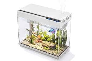 Vehipa 2.4 Gallon Aquarium Starter Kit – Ultra-Clear Glass, Timer 7-Color LED Light, Humidifier, Temperature Display, 3-in-1 