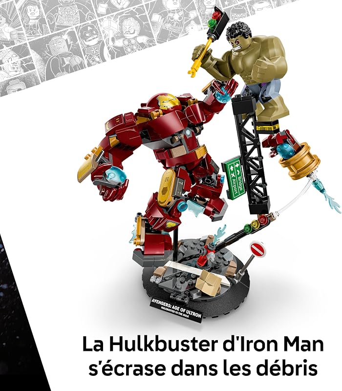ǀ Marvel Le Combat Légendaire Entre Hulkbuster et Hulk - Jouet de Super-Héros avec 2 Figurines d'action & Minifigurine d'Iron Man - Cadeau Avengers pour Garçon ou Fans dès 9 Ans 76343 — photo 4 sur 8